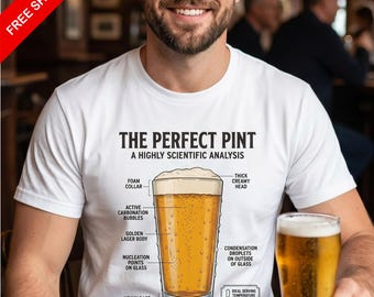 Pint T-Shirt | Scientific Beer Diagram, 100% Cotton Tee