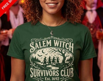 Salem Witchcraft Graphic Tee: Distressed Woodcut Engraving Style, 100% Cotton Top