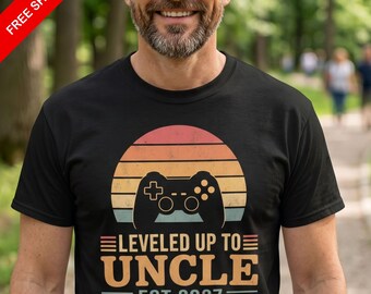 Leveled Up To Uncle Est 2027 | Retro Gamer Uncle T-Shirt