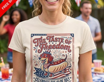 Funny 4th July T-Shirt | Dachshund Hotdog Gift | Patriotic Dog Tee