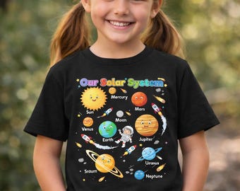 Our Solar System Kids T Shirt Planets Space Science 100 percent Cotton Shirt