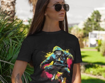 Old School Urban Hip Hop Cat 80s 90s Funny Music Short-Sleeve Unisex T-Shirt
