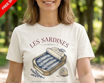 French Les Sardines T-Shirt | Vintage France Gift | Bretagne Foodie Tee