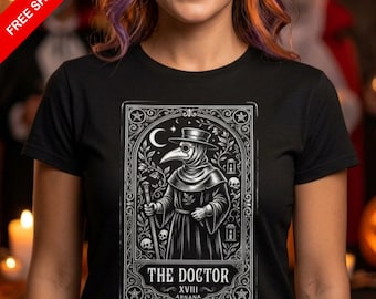 Plague Doctor Tarot Card T-Shirt Vintage Gothic History Medical Graphic Tee