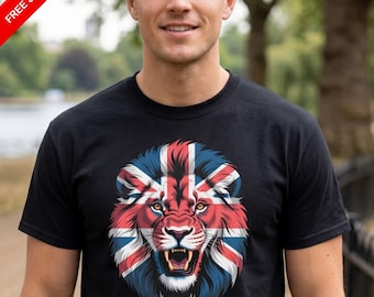 Union Jack Lion T-Shirt | British Pride Gift | UK Flag Lion Tee