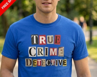 True Crime Detective T-Shirt Ransom Note Newspaper Graphic Tee Crime Junkie Top