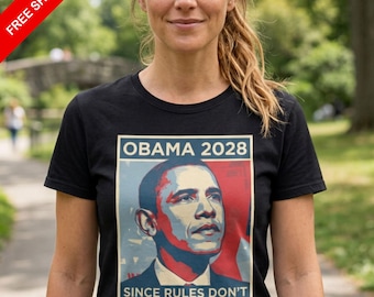 Obama 2028 Satire T-Shirt, Retro Pop Art Campaign Tee (100% Cotton)