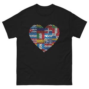 Hispanic Monat des Kulturerbes T-Shirt: Lebendiges Flaggen Herz Design