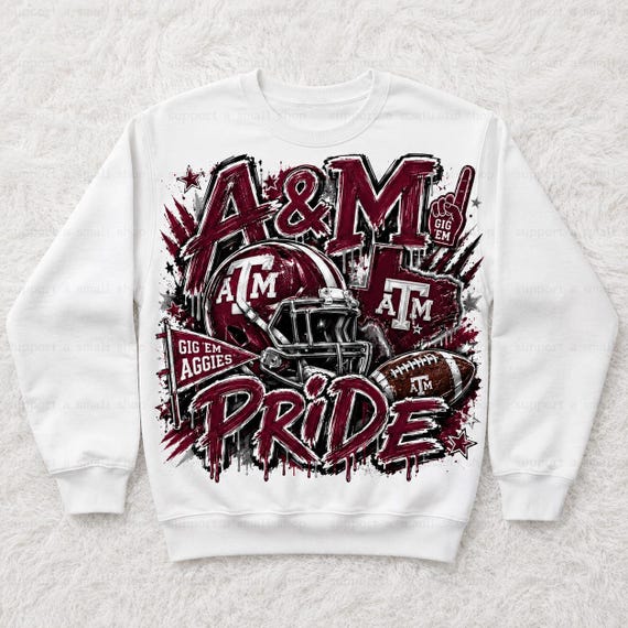 A&M Pride Football PNG | Maroon Aggies Game Day Graphic (Digital Download)