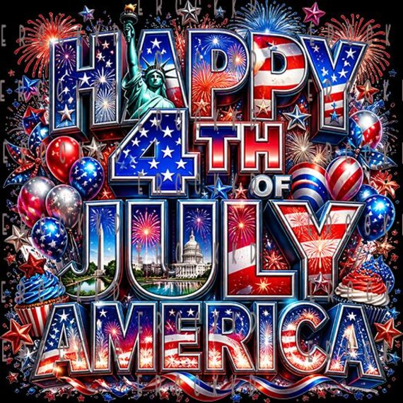 July 4th Typography Bundle PNG | Sublimation Designs | Graphics | Graffiti Typography | Commercial Use