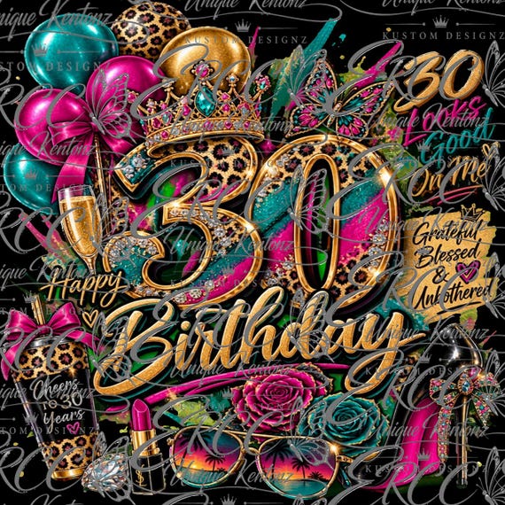 30th Birthday Digital PNG | Adult Celebration Design (Digital Download)