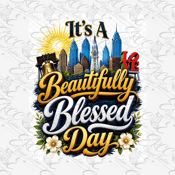 Philadelphia Cityscape Digital Art | Sunny Day Blessing (PNG Graphic)