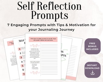 Deep Self Reflection Journal & Writing Prompts, Self Awareness, Self Exploration, Identity, Personal Growth, Self Improvement, Worksheet