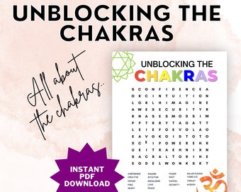 Seven Chakras Word Search Printable | Chakra Print Information | Spiritual Activity Sheet