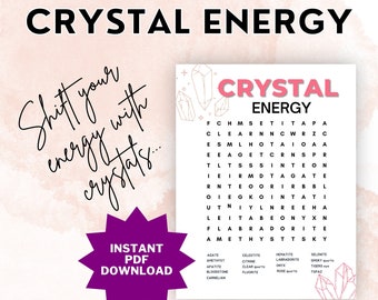 Crystal Meaning Word Search Printable | Crystal Magic Instant Download | Spiritual Activity Sheet