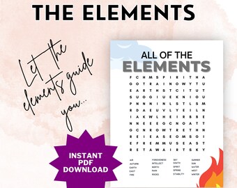 The Four Elements Word Search Printable | Spiritual Activity Sheet | Spiritual Elements Print