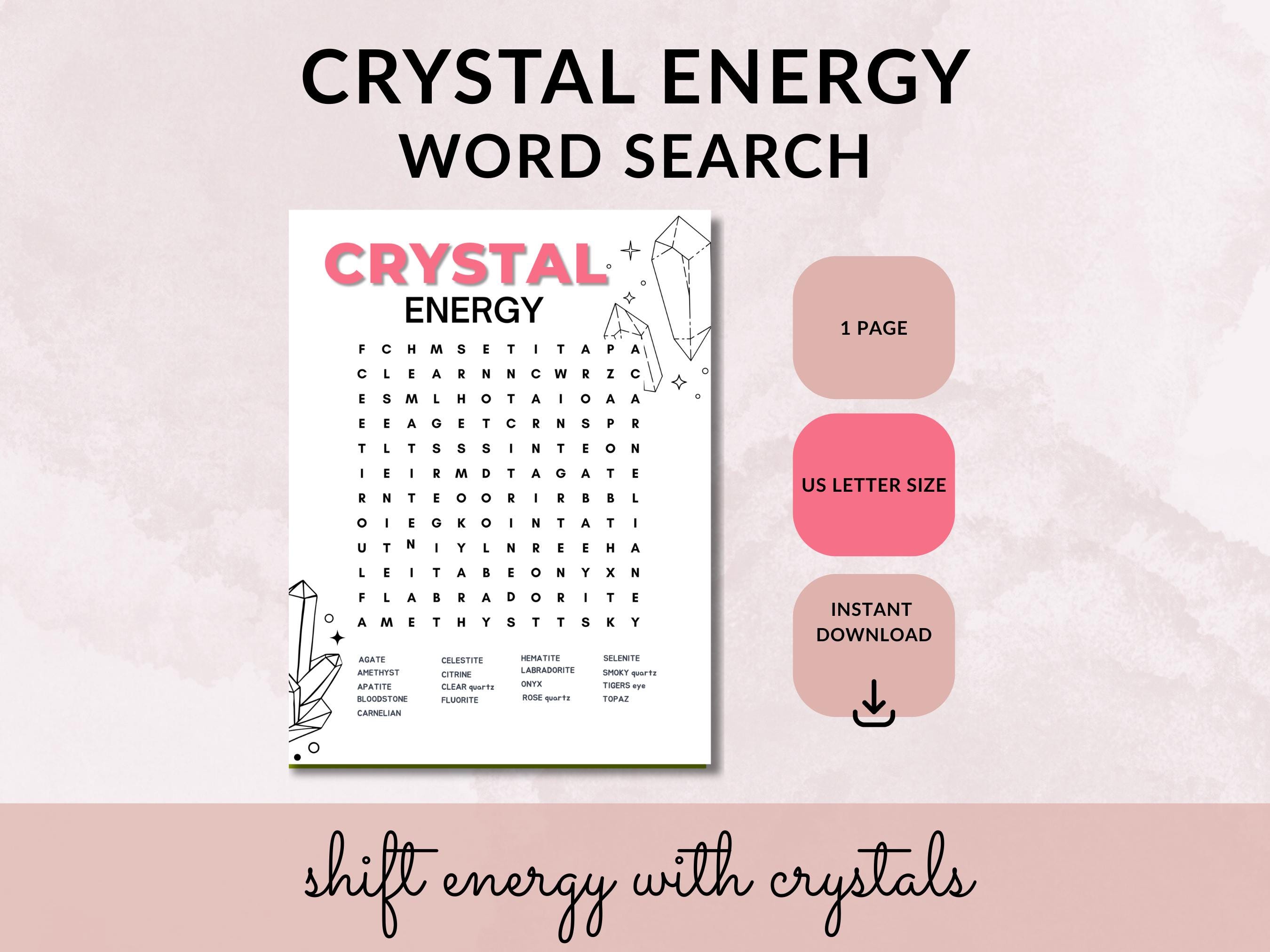 Crystal Meaning Word Search Printable | Crystal Magic Instant Download ...