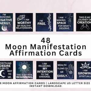 Neumond Affirmationskarten | Mond Manifestation | Mond Magie Printable | Manifestation Affirmationskarten | Mond Phasen Printable