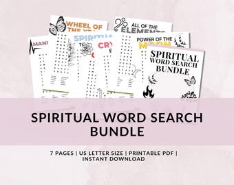 Paquete de búsqueda de palabras espirituales / Hoja de actividades espirituales imprimible / PDF imprimible espiritual / Imprimible de manifestación / Imprimible de chakras
