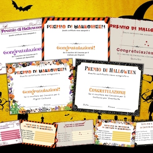 Włoskie drukowane certyfikaty na nagrody za wydarzenie Halloween Fall Event Awards i pakiet kart do głosowania