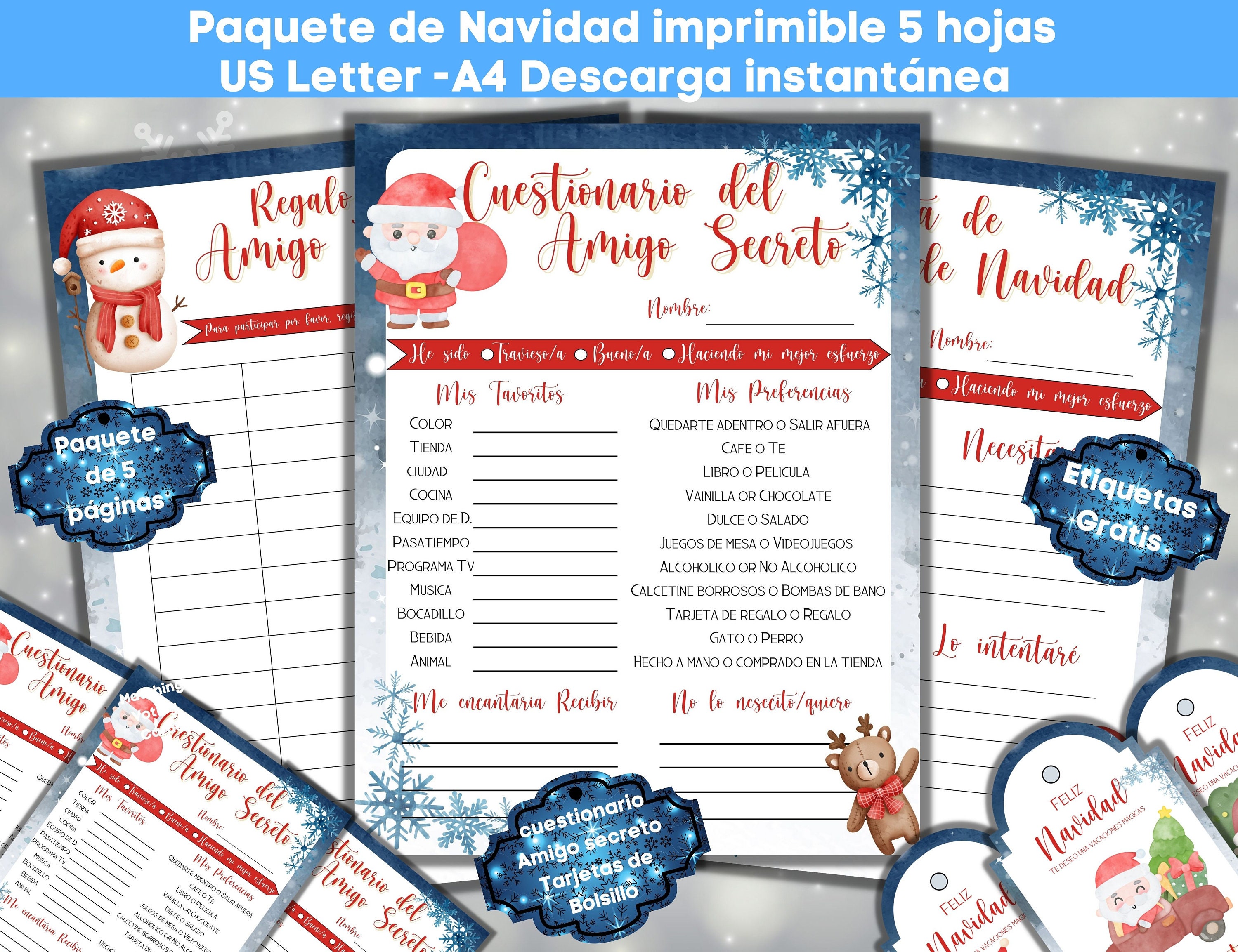 Spanische Wichtel Karte zum ausdrucken: Wunschliste, Sign-Up (Digitaler Download)