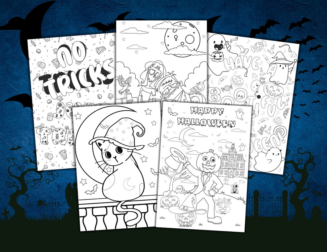 Halloween Coloring Pages Printable Activity for Children 3 - 11 Y - Etsy