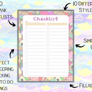 Printable Blank Checklists Different Designs Styles, to Do List ...