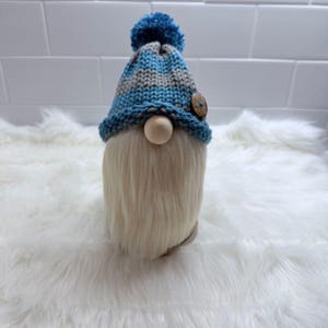 Handmade Knit Gnome with Striped Hat: Fall/Winter Shelf Decor