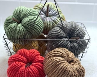 Handmade Knitted Pumpkin Decor: Rustic Farmhouse Fall Decoration
