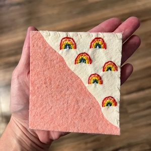 Felt Corner Bookmark Hand Embroidered Mini Rainbows