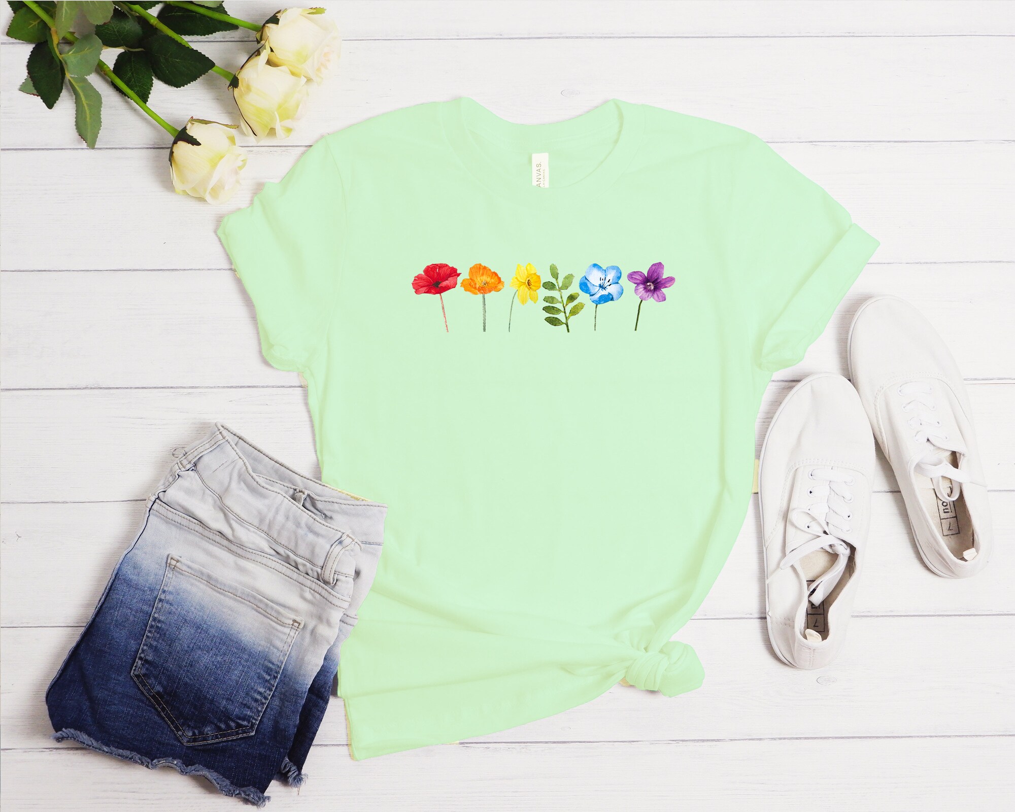 Discover Pride LGBTQ Flowers Watercolor T-Shirt