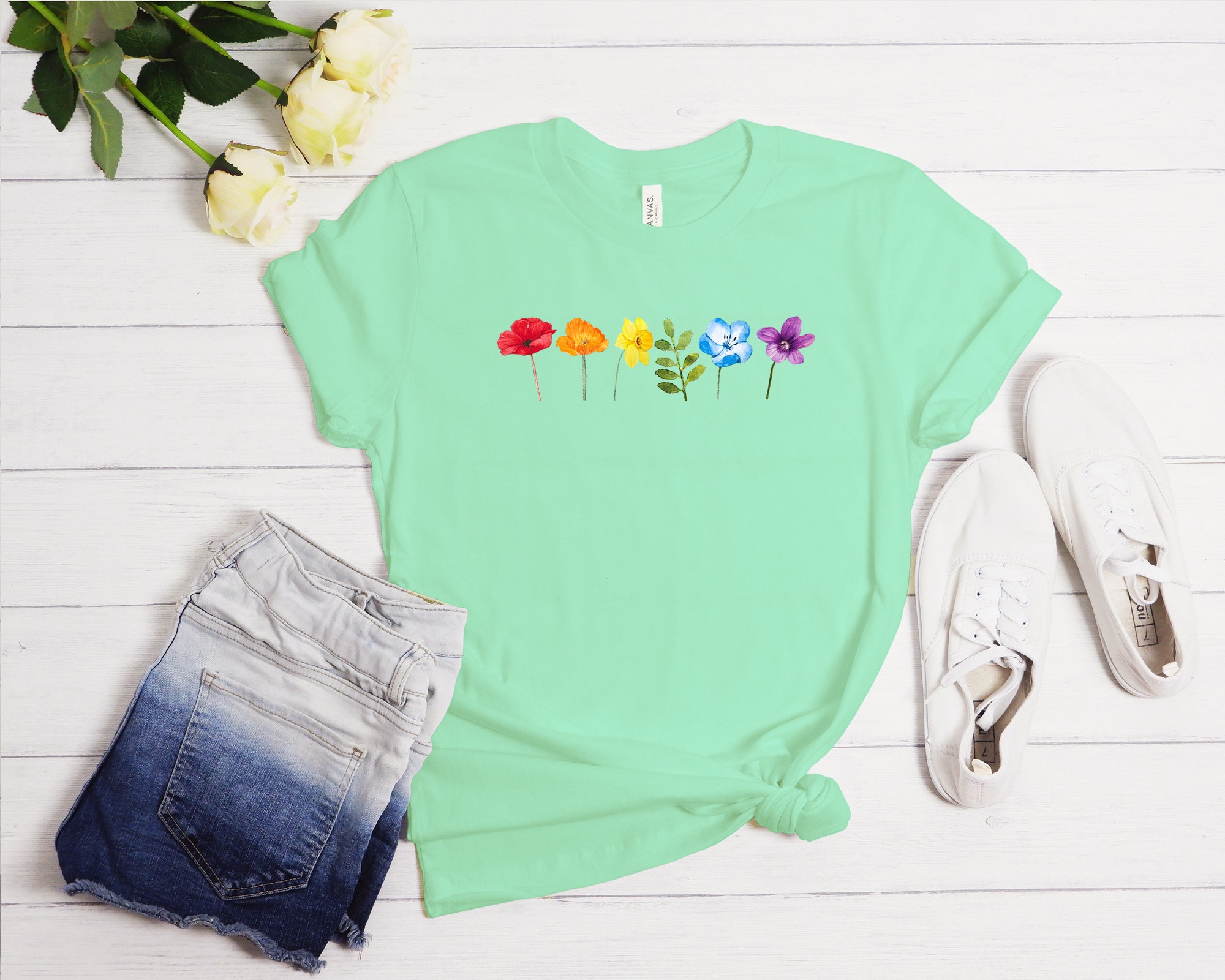 Discover Pride LGBTQ Flowers Watercolor T-Shirt