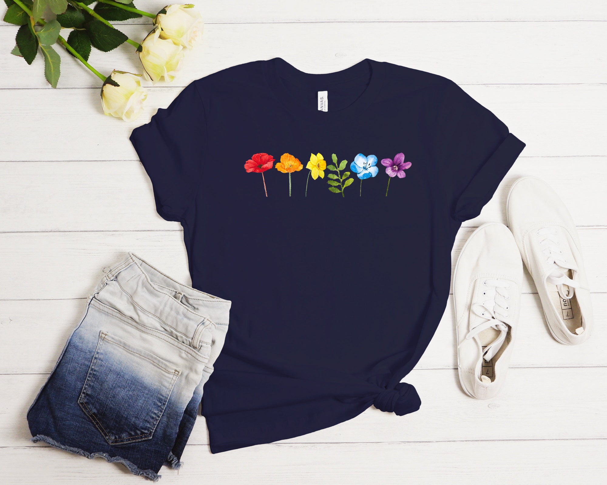 Discover Pride LGBTQ Flowers Watercolor T-Shirt