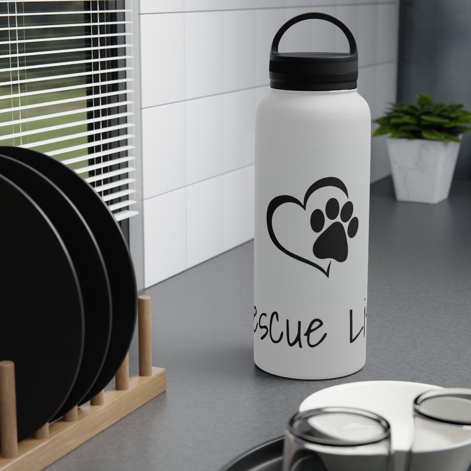 Rescue Life Stainless Steel Water Bottle, Handle Lid