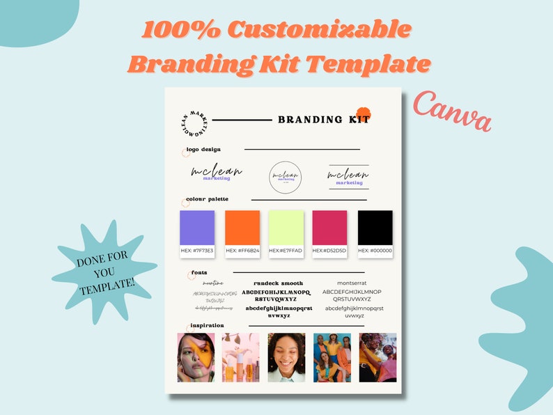 Canva Brand Kit Template | Mini Brand Board Template | Branding Kit for Brand Identity | Aesthetic Branding Kit | Pre made Branding Kit