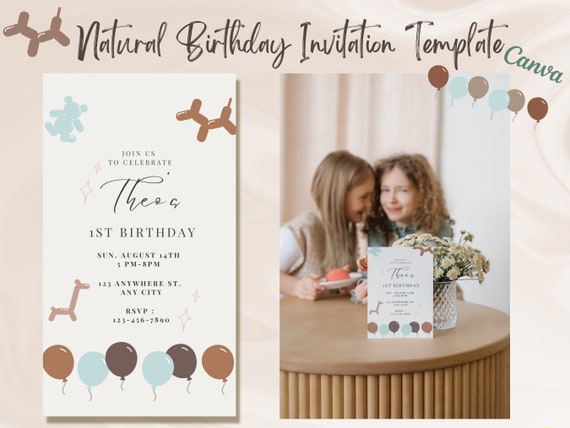 Simple Kids Birthday Invitation Template Printable Kids | Etsy