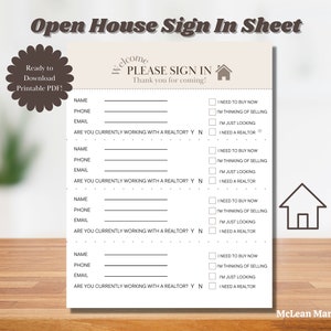 Real Estate Open House Sign-In Sheet: Modern Design (PDF)