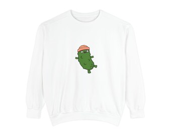 Funny Pickle Sweatshirt: Hand-Drawn Design, Garment-Dyed Comfort