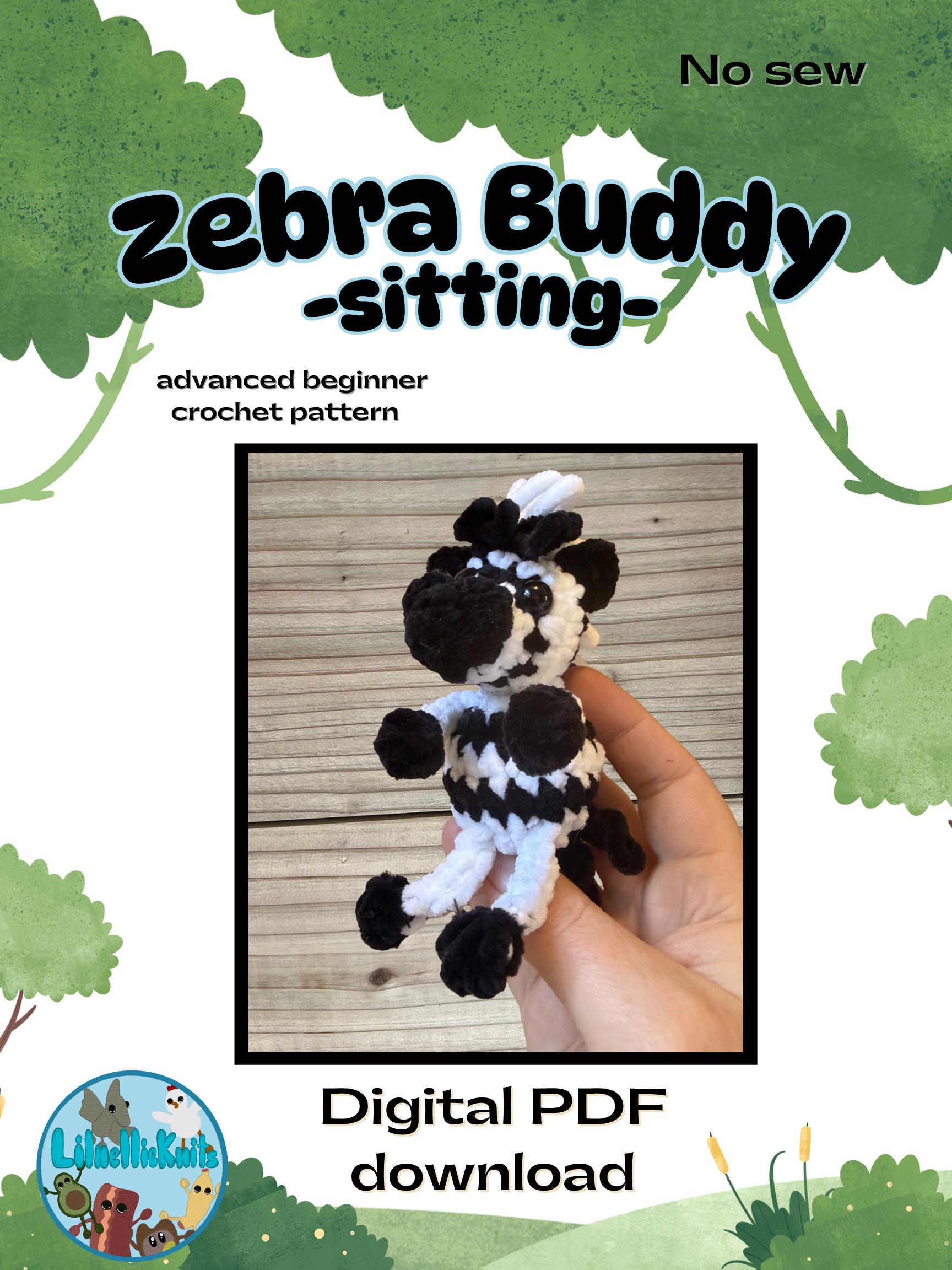 40 Zebra Crochet Patterns for Amigurumi, Blankets, Nursery Decor, and Handmade Gifts 35 Sitting Zebra Buddy crochet