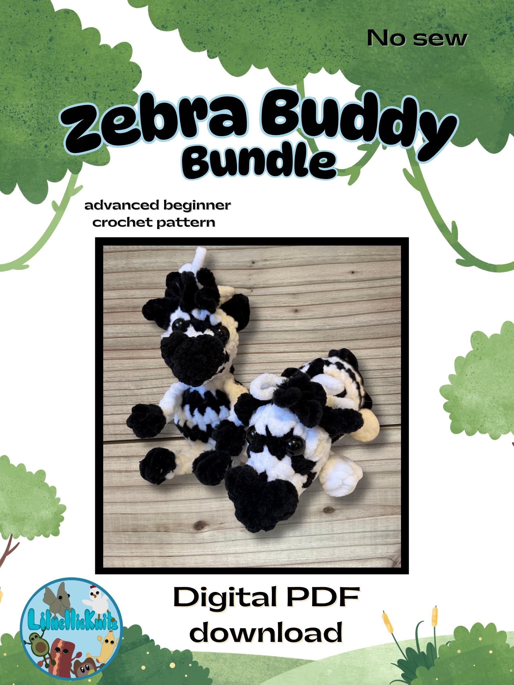 40 Zebra Crochet Patterns for Amigurumi, Blankets, Nursery Decor, and Handmade Gifts 36 Zebra Buddy Bundle crochet