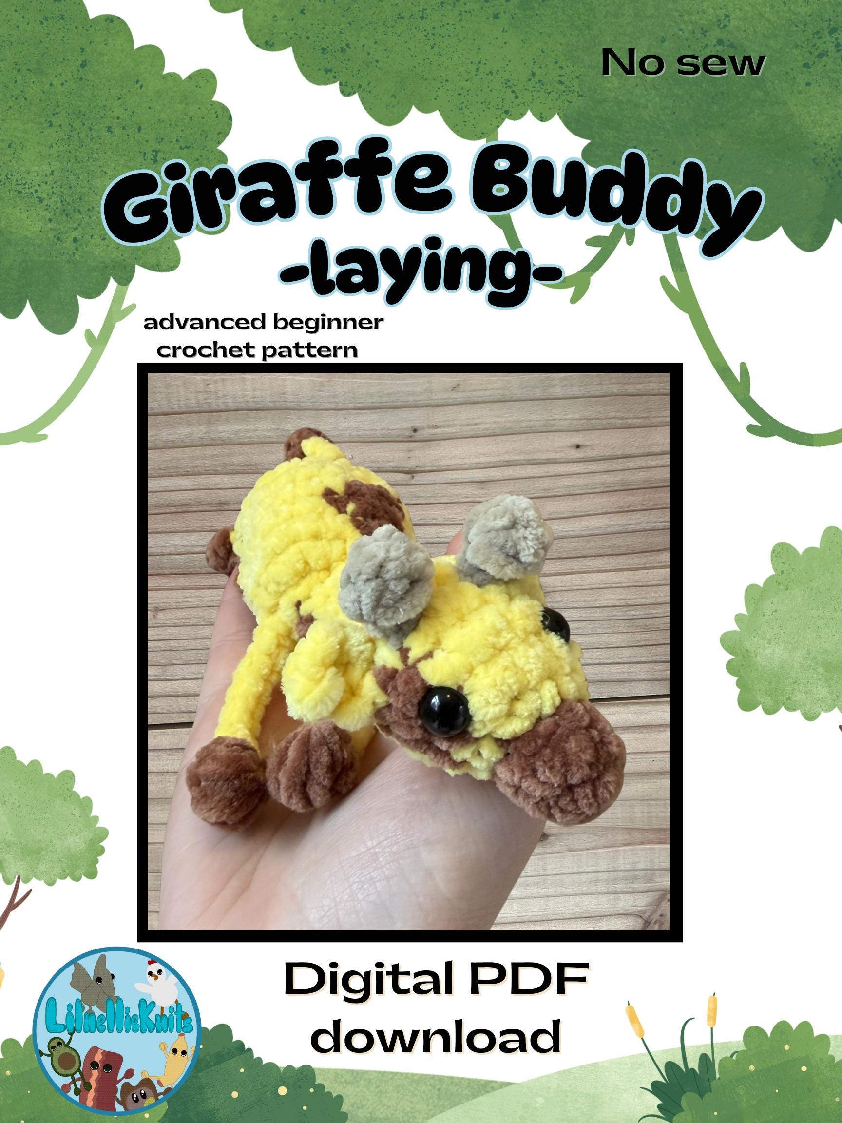 38 Giraffe Crochet Patterns for Amigurumi, Hats, Appliques, and Plush Designs 38 Laying Giraffe Buddy crochet