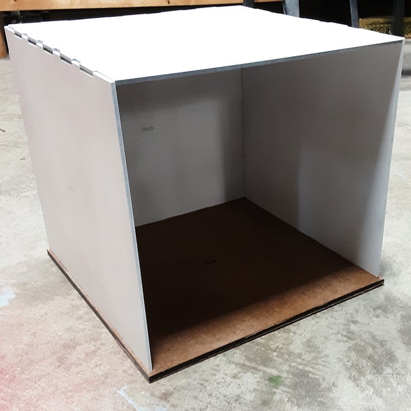 1/12th scale Dollhouse Roombox: Internal 10.75" x 10.75" with a 11 1/4" base. *** Contact for a custom size *** (Unpainted, box only)