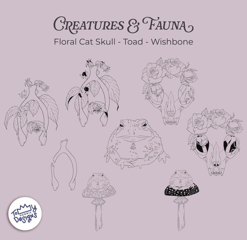 Dark Cottagecore Clipart Bundle – Gothic Floral Botanicals, Witchy Moths, Academia Illustrations (SVG, PNG) image 5