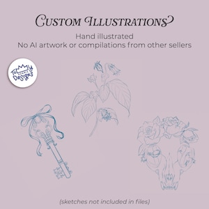 Dark Cottagecore Clipart Bundle – Gothic Floral Botanicals, Witchy Moths, Academia Illustrations (SVG, PNG) image 3