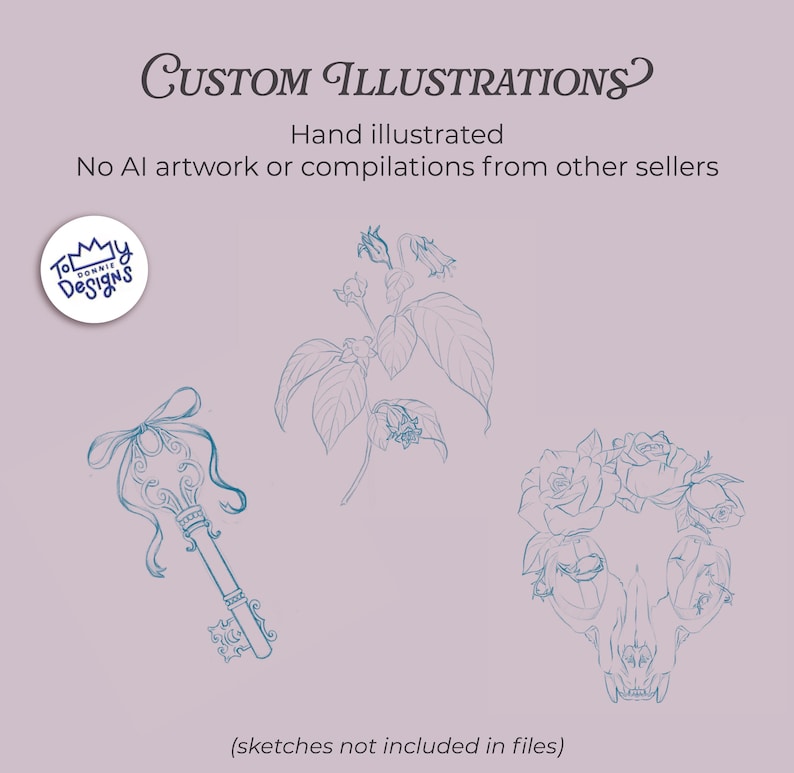 Dark Cottagecore Clipart Bundle – Gothic Floral Botanicals, Witchy Moths, Academia Illustrations (SVG, PNG) image 3
