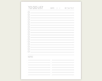 Minimalist To Do List Printable, Home Office Organizer (PDF)