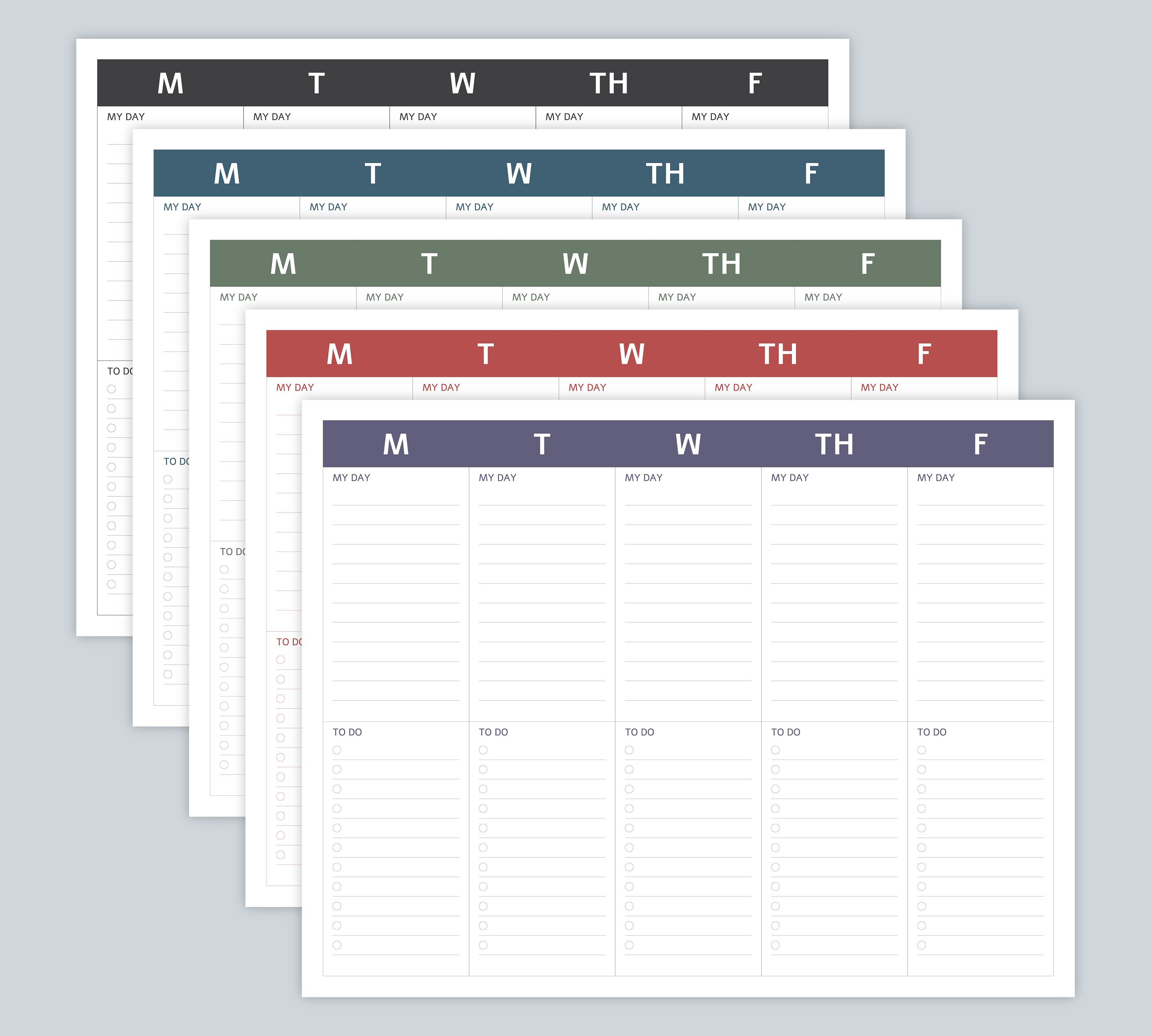 Minimal Clean Weekly Planner Printable, Letter Size 8.5x11in, Black ...