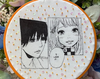 Shoujo Anime Embroidery Art, Anime Double Side Hoop, Anime Decor, Anime Wall Art, Modern Embroidery Art, Handmade Embroidery, Anime Gift