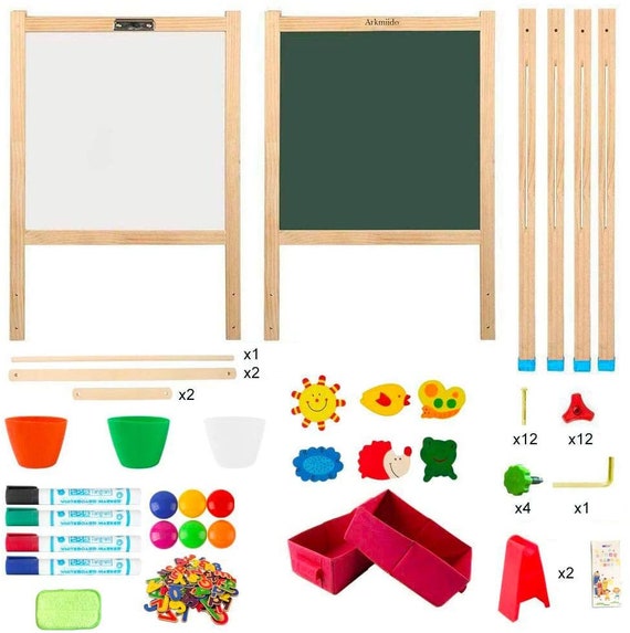 EALING BABY Art Easel - Wood Frame with Storage Boxes - Green