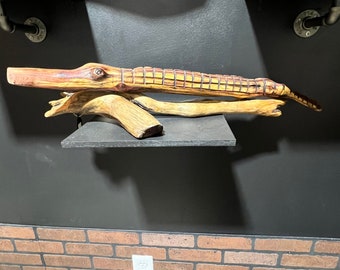 Natural elements driftwood alligator